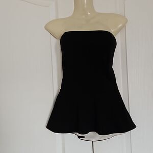 Ann Taylor Strapless Peplum Top Black Small